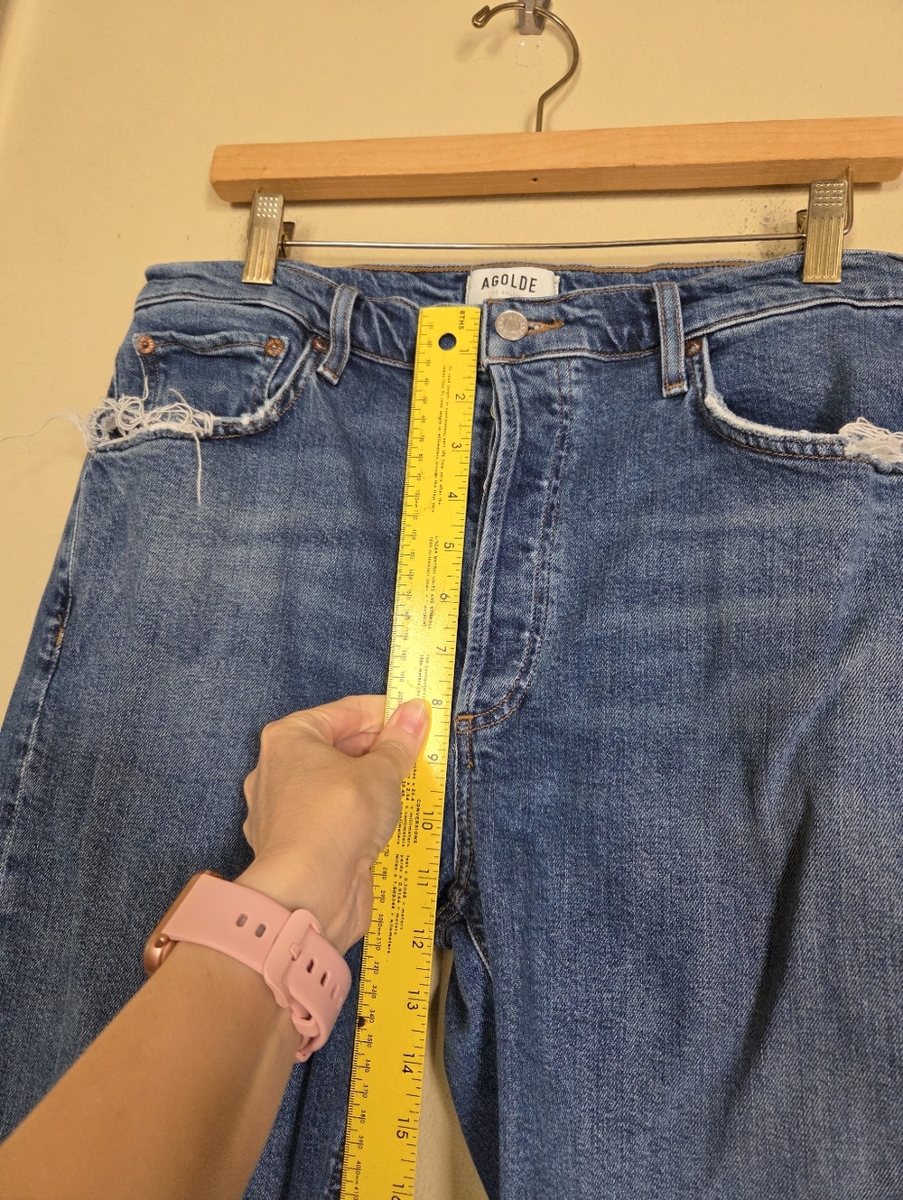 Agolde Riley Long Blue Jeans Lyocell Organic Cotton Straight Slim Skinny - Picture 3 of 7